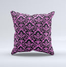 Pink & Black Delicate Pattern Ink-Fuzed Decorative Throw Pillow