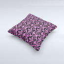 Pink & Black Delicate Pattern Ink-Fuzed Decorative Throw Pillow