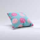 Pink & Blue Floral Illustration  Ink-Fuzed Decorative Throw Pillow