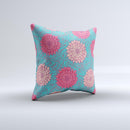 Pink & Blue Floral Illustration  Ink-Fuzed Decorative Throw Pillow