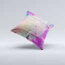 Pink & Blue Grunge Wood Planks Ink-Fuzed Decorative Throw Pillow