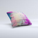 Pink & Blue Grunge Wood Planks Ink-Fuzed Decorative Throw Pillow