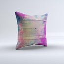 Pink & Blue Grunge Wood Planks Ink-Fuzed Decorative Throw Pillow
