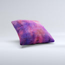 Pink & Blue Grungy Surface Texture Ink-Fuzed Decorative Throw Pillow