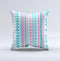 The Pink Green Teal Vertical Pattern ink-Fuzed Decorative Throw Pillow