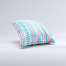 The Pink Green Teal Vertical Pattern ink-Fuzed Decorative Throw Pillow