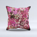 Pink Grungy Floral Abstract Ink-Fuzed Decorative Throw Pillow
