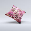 Pink Grungy Floral Abstract Ink-Fuzed Decorative Throw Pillow