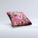 Pink Grungy Floral Abstract Ink-Fuzed Decorative Throw Pillow