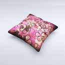 Pink Grungy Floral Abstract Ink-Fuzed Decorative Throw Pillow