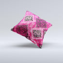 Pink Patched Animal Print  Ink-Fuzed Decorative Throw Pillow