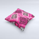 Pink Patched Animal Print  Ink-Fuzed Decorative Throw Pillow