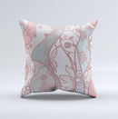 Pink & Teal Lace Design  Ink-Fuzed Decorative Throw Pillow