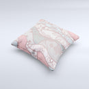 Pink & Teal Lace Design  Ink-Fuzed Decorative Throw Pillow