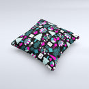 Pink & Teal Owl Collaged Vector Shapes  Ink-Fuzed Decorative Throw Pillow