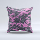 Pink V3 and Gray Digital Camouflage  Ink-Fuzed Decorative Throw Pillow