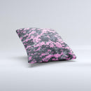 Pink V3 and Gray Digital Camouflage  Ink-Fuzed Decorative Throw Pillow