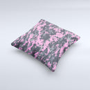 Pink V3 and Gray Digital Camouflage  Ink-Fuzed Decorative Throw Pillow