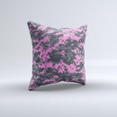Pink V3 and Gray Digital Camouflage  Ink-Fuzed Decorative Throw Pillow