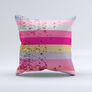 Pink Water Stripes  Ink-Fuzed Decorative Throw Pillow