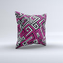 Pink & White Abstract Maze Pattern Ink-Fuzed Decorative Throw Pillow