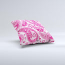 Pink & White Paisley Pattern V421 Ink-Fuzed Decorative Throw Pillow