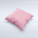 Pink & White Polka Dot Pattern V4 Ink-Fuzed Decorative Throw Pillow