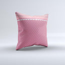 Pink & White Polka Dot Pattern V4 Ink-Fuzed Decorative Throw Pillow
