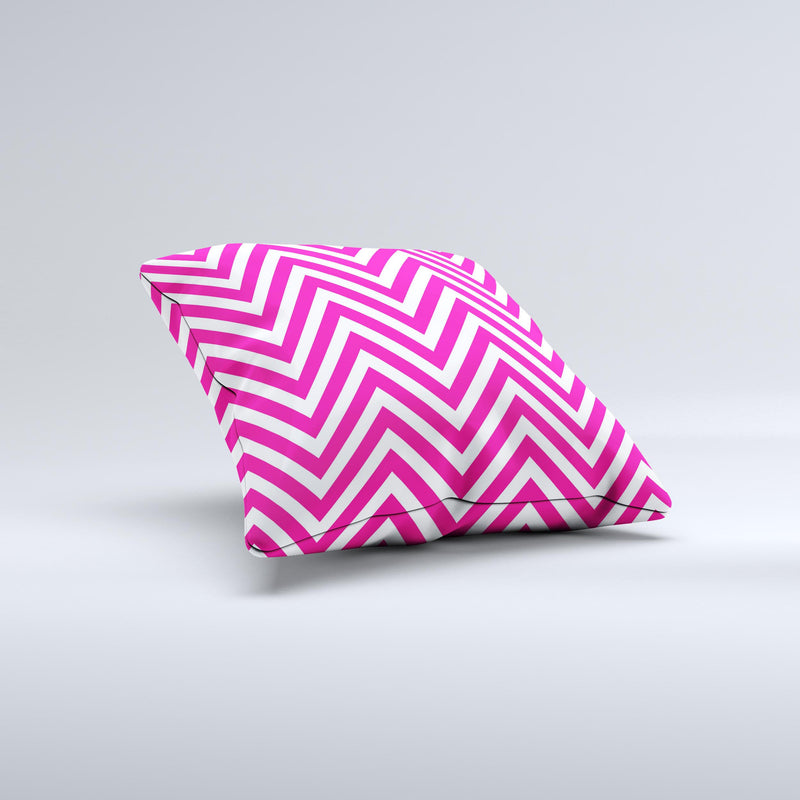 Pink & White Sharp Chevron Pattern  Ink-Fuzed Decorative Throw Pillow