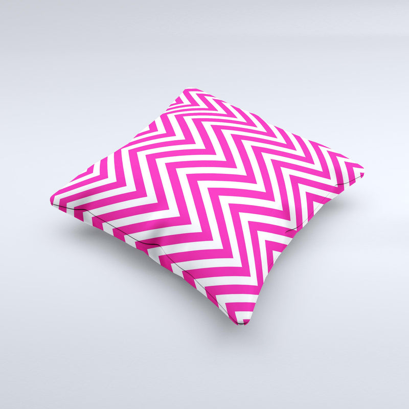 Pink & White Sharp Chevron Pattern  Ink-Fuzed Decorative Throw Pillow