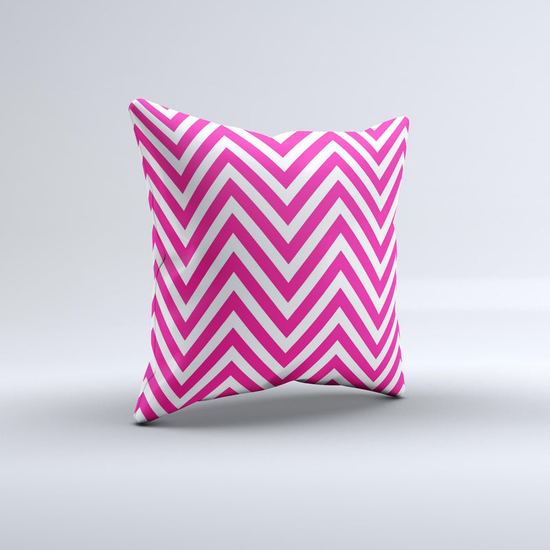 Pink & White Sharp Chevron Pattern  Ink-Fuzed Decorative Throw Pillow
