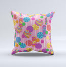Pink With Vector Color Treats  Ink-Fuzed Decorative Throw Pillow
