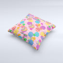 Pink With Vector Color Treats  Ink-Fuzed Decorative Throw Pillow