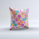 Pink With Vector Color Treats  Ink-Fuzed Decorative Throw Pillow