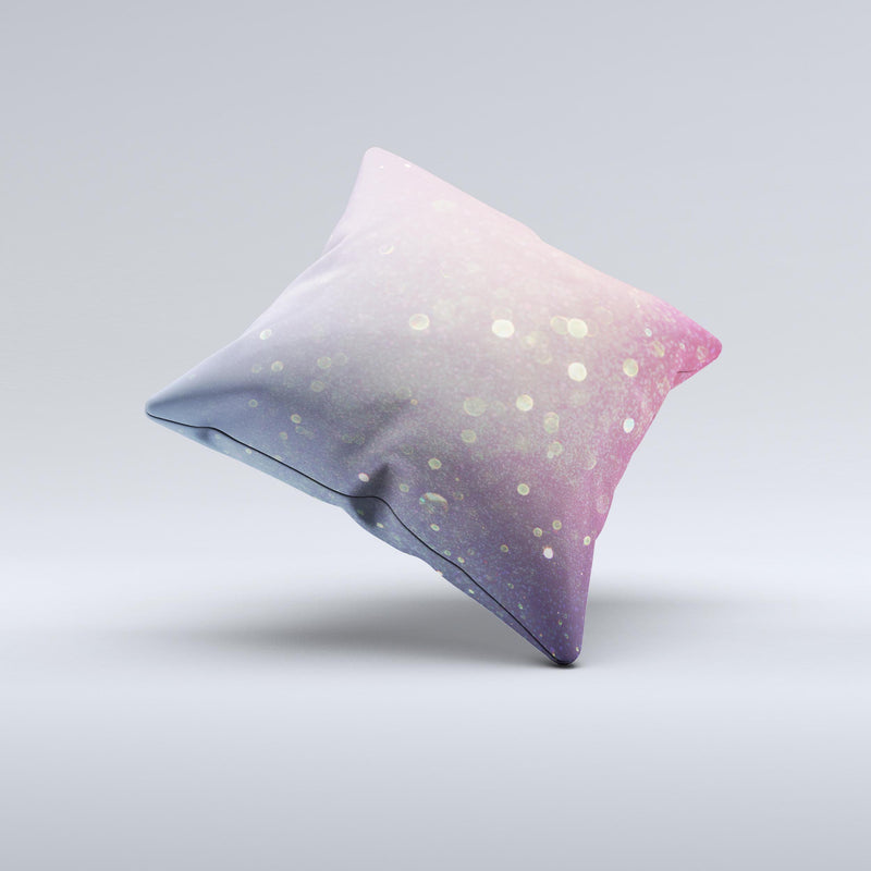 The Pink and Blue Shimmering Orbs of Light ink-Fuzed Decorative Throw Pillow