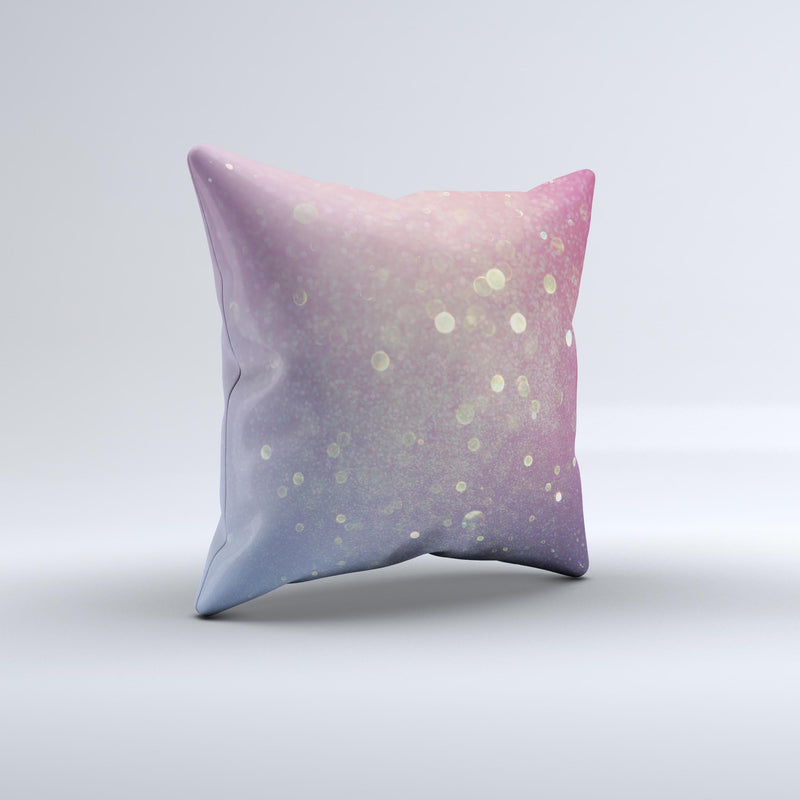 The Pink and Blue Shimmering Orbs of Light ink-Fuzed Decorative Throw Pillow