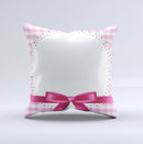 Pink and White Plaid with Lace and Ribbon  Ink-Fuzed Decorative Throw Pillow