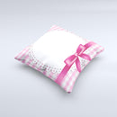 Pink and White Plaid with Lace and Ribbon  Ink-Fuzed Decorative Throw Pillow