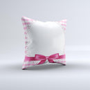 Pink and White Plaid with Lace and Ribbon  Ink-Fuzed Decorative Throw Pillow