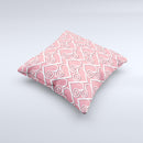 Pink and White Swirly Heart Design  Ink-Fuzed Decorative Throw Pillow