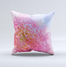 Pink to Blue Faded Color Floral  Ink-Fuzed Decorative Throw Pillow