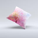 Pink to Blue Faded Color Floral  Ink-Fuzed Decorative Throw Pillow