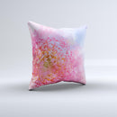 Pink to Blue Faded Color Floral  Ink-Fuzed Decorative Throw Pillow