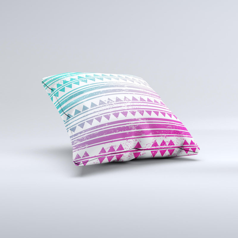 The Pink to Green Gradient Hipster Pattern ink-Fuzed Decorative Throw Pillow