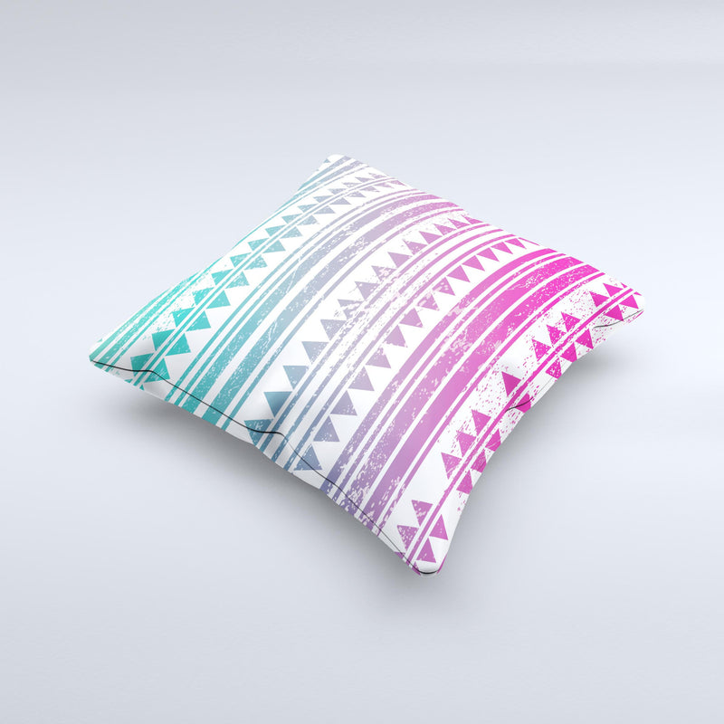 The Pink to Green Gradient Hipster Pattern ink-Fuzed Decorative Throw Pillow
