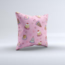 Pink with Yummy Cakes  Ink-Fuzed Decorative Throw Pillow