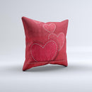 Pocket with Red Scratched Hearts  Ink-Fuzed Decorative Throw Pillow