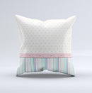 Polka Dots with Green and Purple Stripes  Ink-Fuzed Decorative Throw Pillow