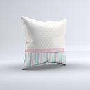 Polka Dots with Green and Purple Stripes  Ink-Fuzed Decorative Throw Pillow