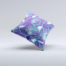 Purple & Blue Vector Floral Design Ink-Fuzed Decorative Throw Pillow